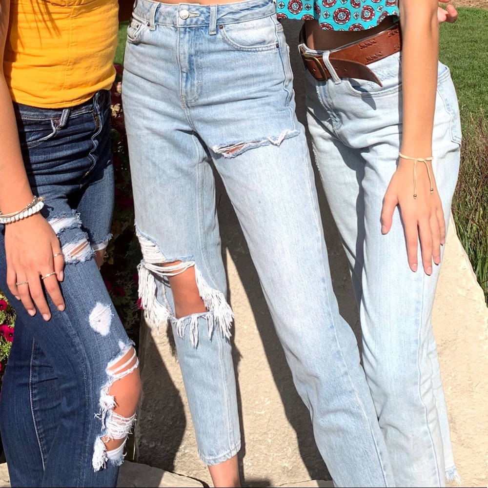 Topshop light washed ripped jeans
